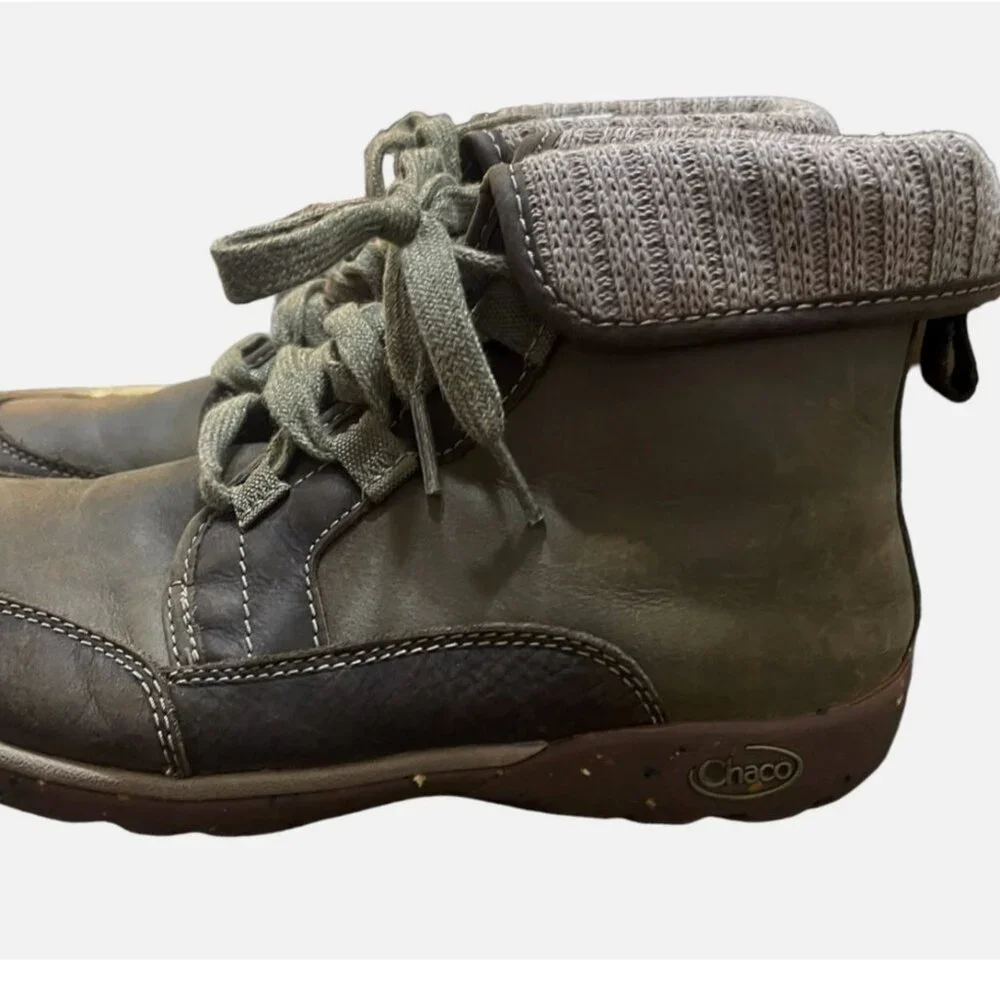 Chaco Barbary Ivy Leather Wool Collar Lace Up Outdoor Boots Women’s 6.5